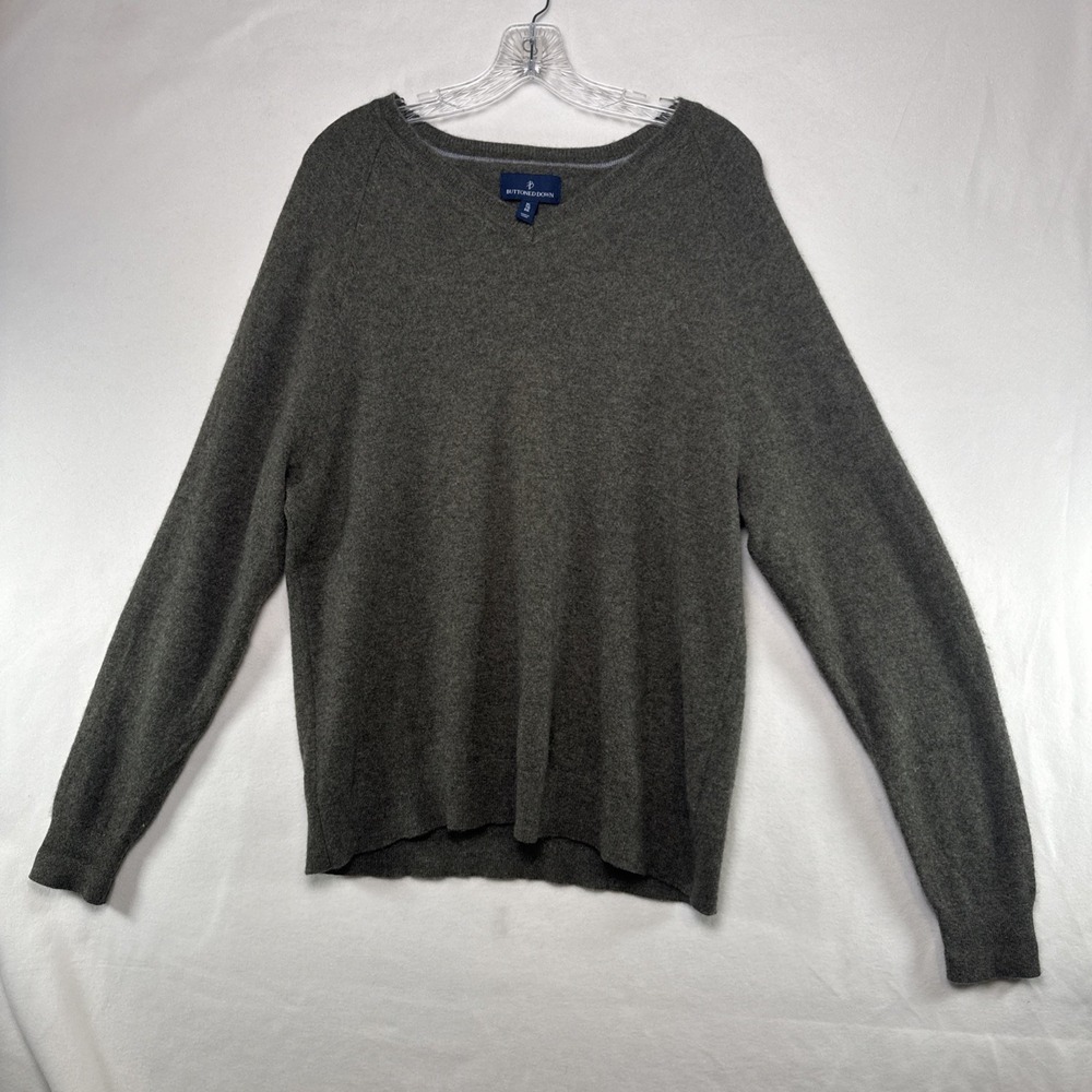 Buttoned Down Mens Cashmere Sweater Olive Green Size XL Very Good
